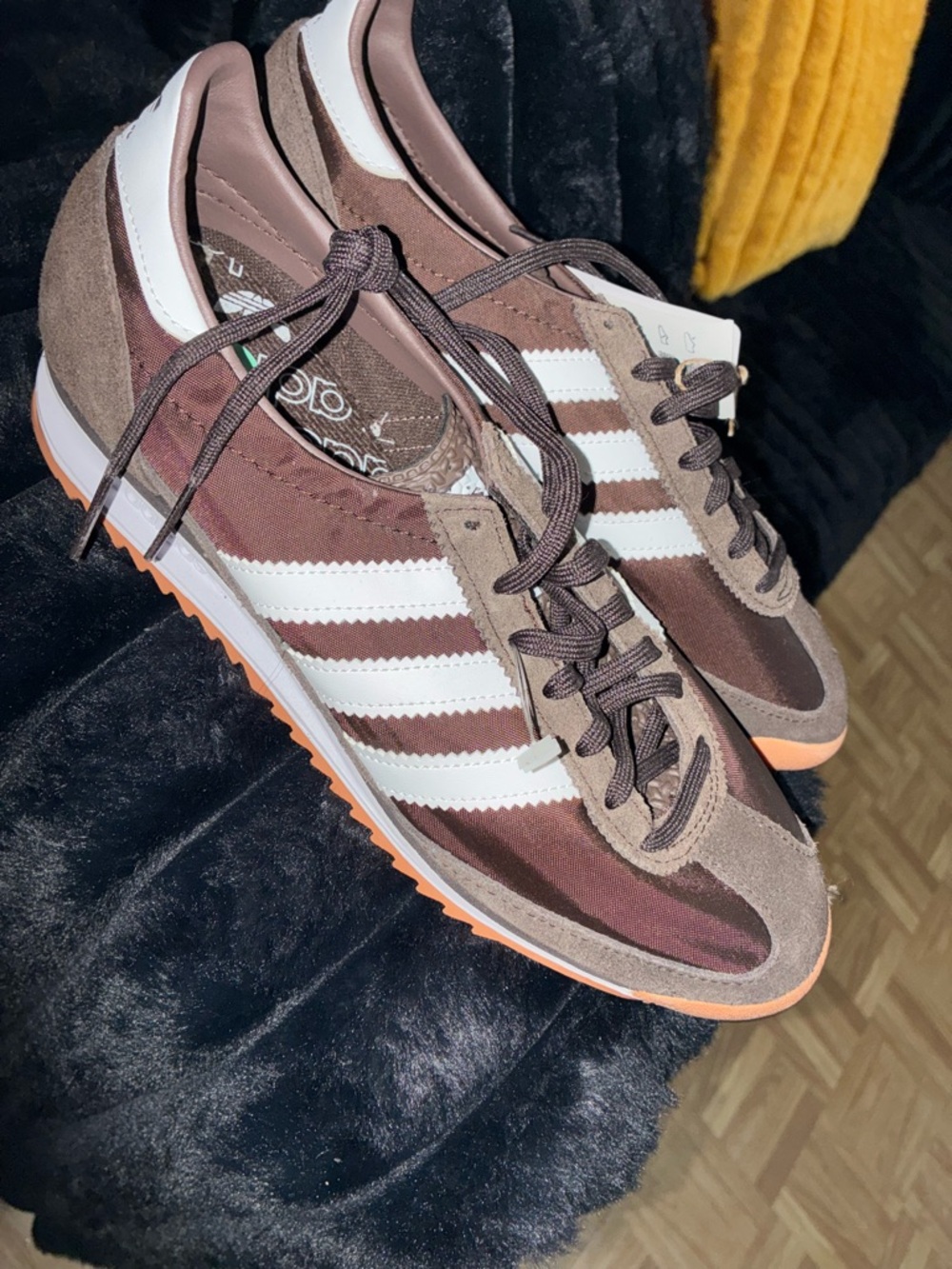 adidas Women's Brown and White Retro Runner Sneakers
